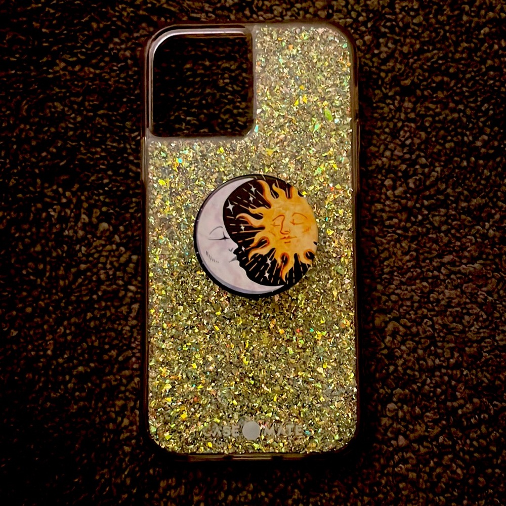 Case-mate iPhone 12 glittery case w/popsockets moon and sun